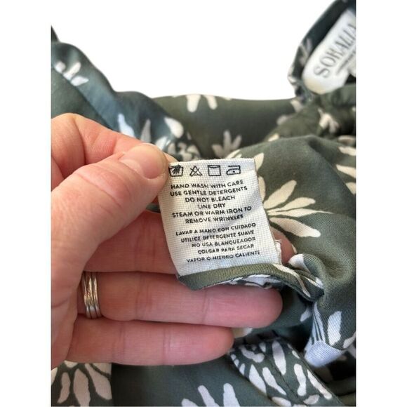 Sohalia Maxi Dress One Size Green Floral Sun Cover up Viscose - Picture 8 of 9